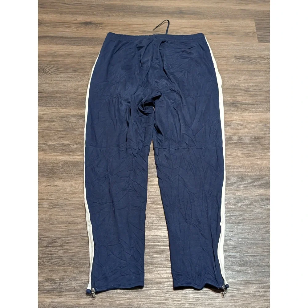 Polo Ralph Lauren Mens Large Navy Blue Track Pants White Stripe Zipper Cuffs
